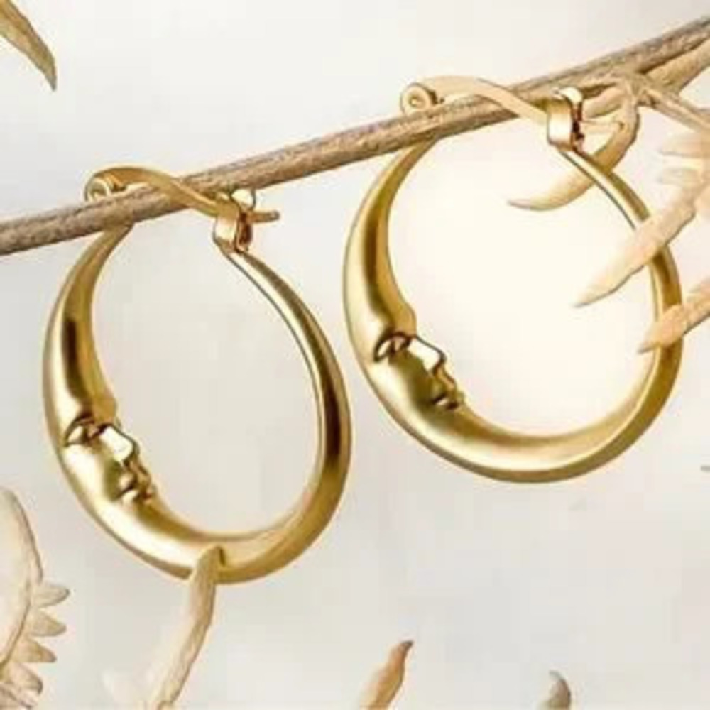 Luna Hoop Moon face Celestial Hoop Earrings